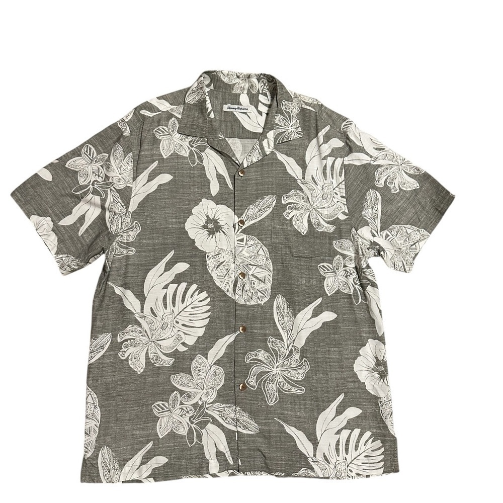 Tommy Bahama Short Sleeve Hawaiian Print ‎ Aloha Shirt Size Large Tropical